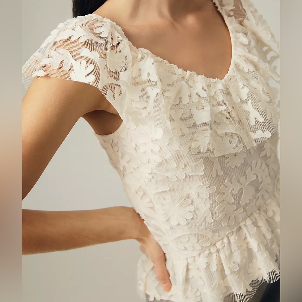 ANTHROPOLOGIE TEXTURED OFF THE SHOULDER TOP - Picture 7 of 14